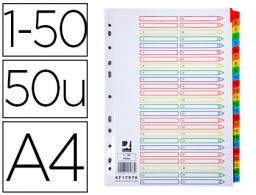 Juego de 50 separadores numéricos multitaladro Q-Connect A4 cartulina